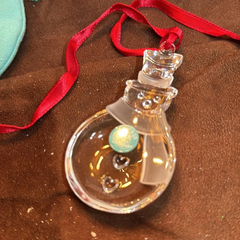 🐈‍⬛HOST PICK🐈‍⬛ Tiffany & Co Authentic Crystal Glass Snowman Ornament NWT - Picture 5 of 8